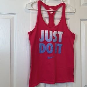 Nike Just Do It Size Medium Dri-Fit Hot Pink Tank Top